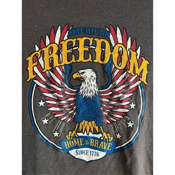 Faded Glory Men’s XL T-Shirt – Grey “American Freedom Home of the Brave” - Picture 3 of 6